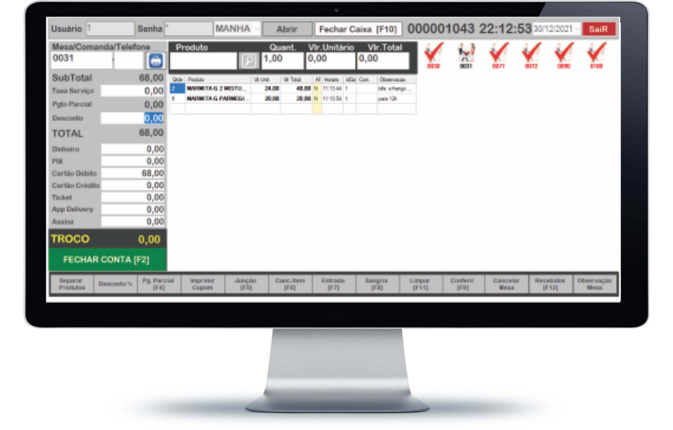 Dashboard do sistema